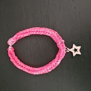 Handmade Bracelet with Pink Enamel Star Charm